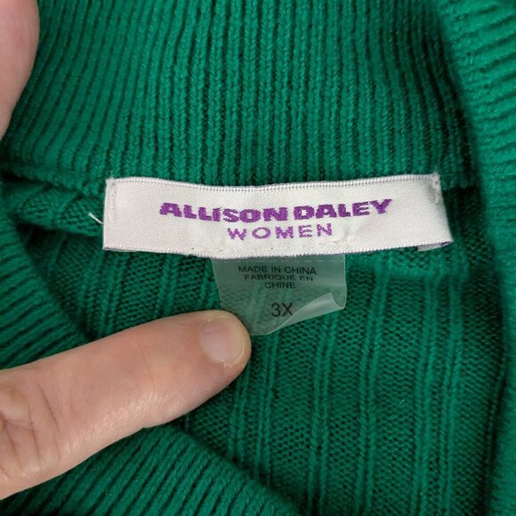 ALLISON DALEY Emerald Green Soft Acrylic Pullover Long Sleeve Sweater; Size 3X - Picture 3 of 4